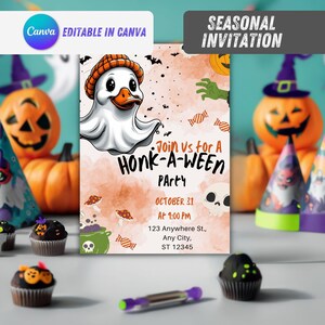 Funny Halloween Birthday Invitation | Silly Goose Spooky Party Printable | Editable Canva Template