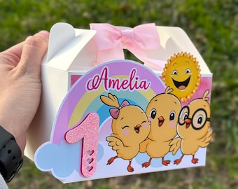 Canticos inspired Favor Boxes - pollitos Pink Girl Party Decorations - 12 Pack