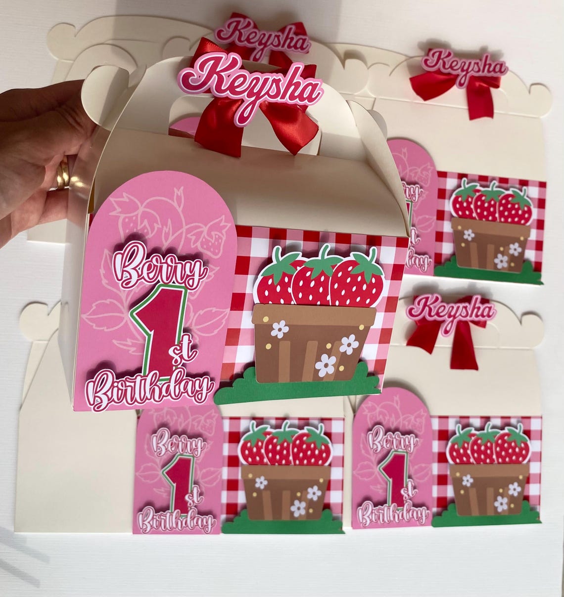 Strawberry Favor Boxes: Berry 1st Birthday Party Gable Boxes - Etsy