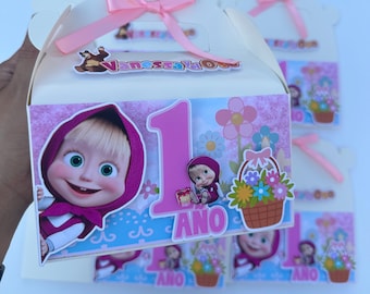 Personalized Treat Gable Box - Masha and the bear inspired