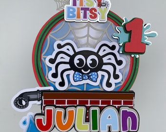 Personalized Spider Cake Topper: Holographic Cardstock Party Decor