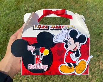 mouse favor boxes , gable boxes | Personalized Treat box | black | red