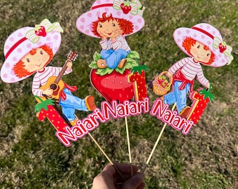 Strawberry theme Centerpiece Topper: Handmade Cardstock Decoration