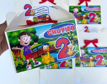 12 Pack Cartoon Duck Gable Boxes – El Patito Birthday Party Favors