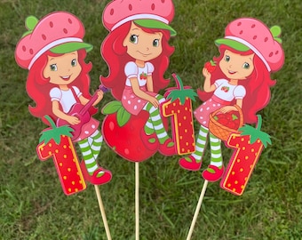 Strawberry theme Centerpiece Topper: Handmade Cardstock Decoration