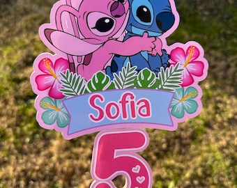Stitch and Angel Centerpiece Toppers, cake topper girl Party Decor