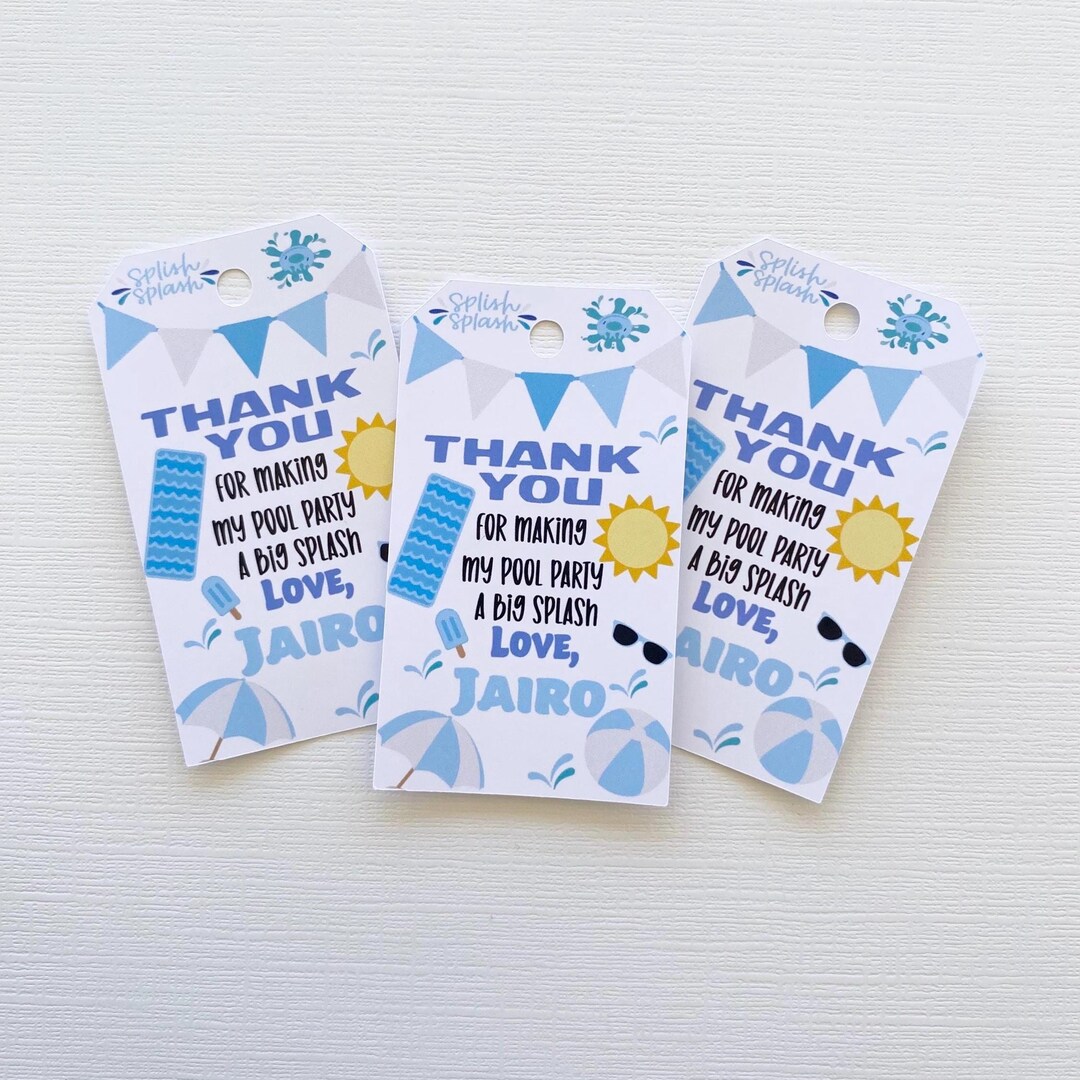 Splashtags Personalized Splish Splash Gift Tags: Pool Party Favors, 24 Pack - Etsy