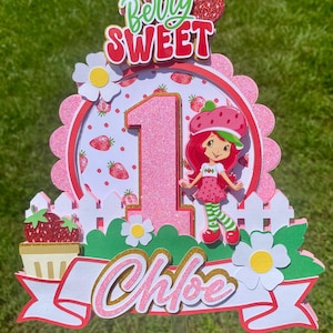 Strawberry shortcake cake topper | Personalize Cake topper, Strawberry pink, red cake topper