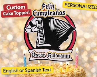 Custom Accordion Cake Topper – Personalized Musician Birthday Decor (3D Paper)