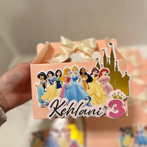 12 pack princess favor boxes| personalized princess gable boxes| cajitas de princesas.