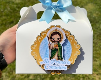 St. Jude First Communion Favor Box, Catholic Party Decor, Personalized Gable Box