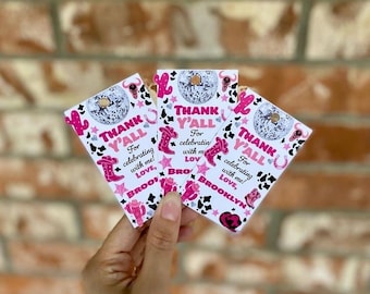 Personalized Cowgirl Gift Tags: Pink Party Favors, 24 Pack