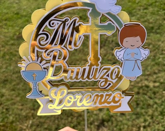 Mi bautizo Cake topper en Español