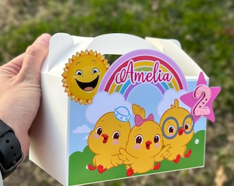 12 Pack Chick Favor Boxes – Personalized Rainbow Birthday Treat Boxes