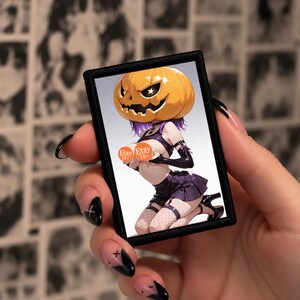 Halloween-Anime-Waifu-Aufnäher | Kürbis-Moral-Aufnäher für heiße Mädchen | Klettverschluss, zum Aufnähen, Aufbügeln