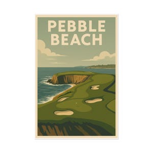Pebble Beach Golf Course Poster - Vintage Coastal Golf Art Print | Iconic Hole| Gift for Golfers & Fans of Pebble Beach, California