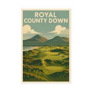 Royal County Down Golf Course Print: Vintage Ireland Landscape Art