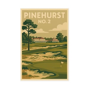 Pinehurst No. 2 Golf Course Vintage Art Print: North Carolina Golf Decor