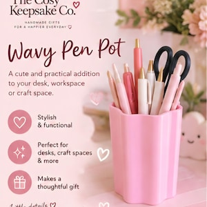 Wavy Pen Pot | 3D Printed Desk Organiser | Pen and Pencil Holder | Cute Office & Craft Storage |Make up Storage| Choice of Colours