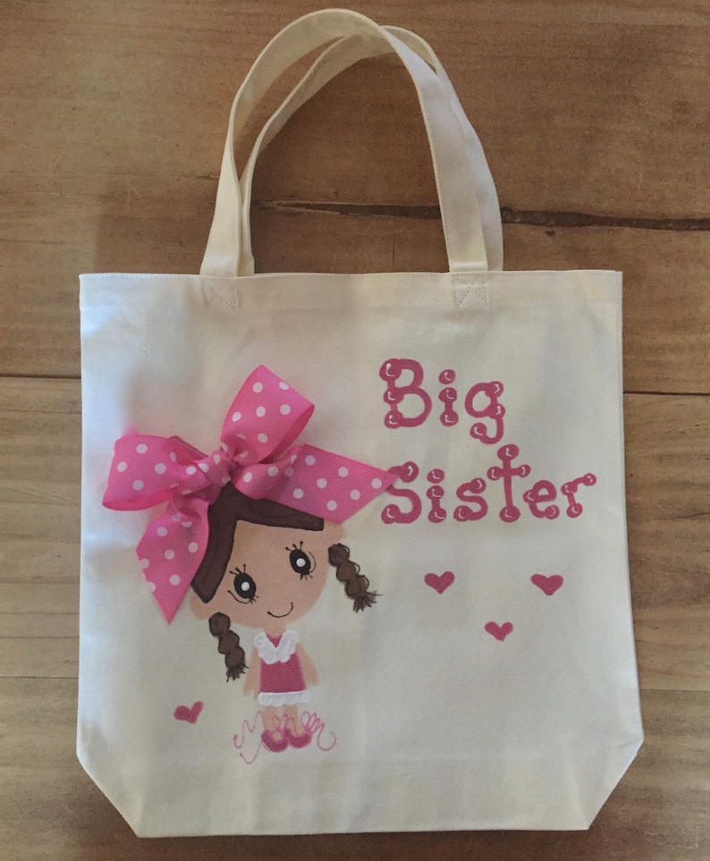 Big Sister Personalized Tote Bag New Baby Sibling Gift Going Etsy