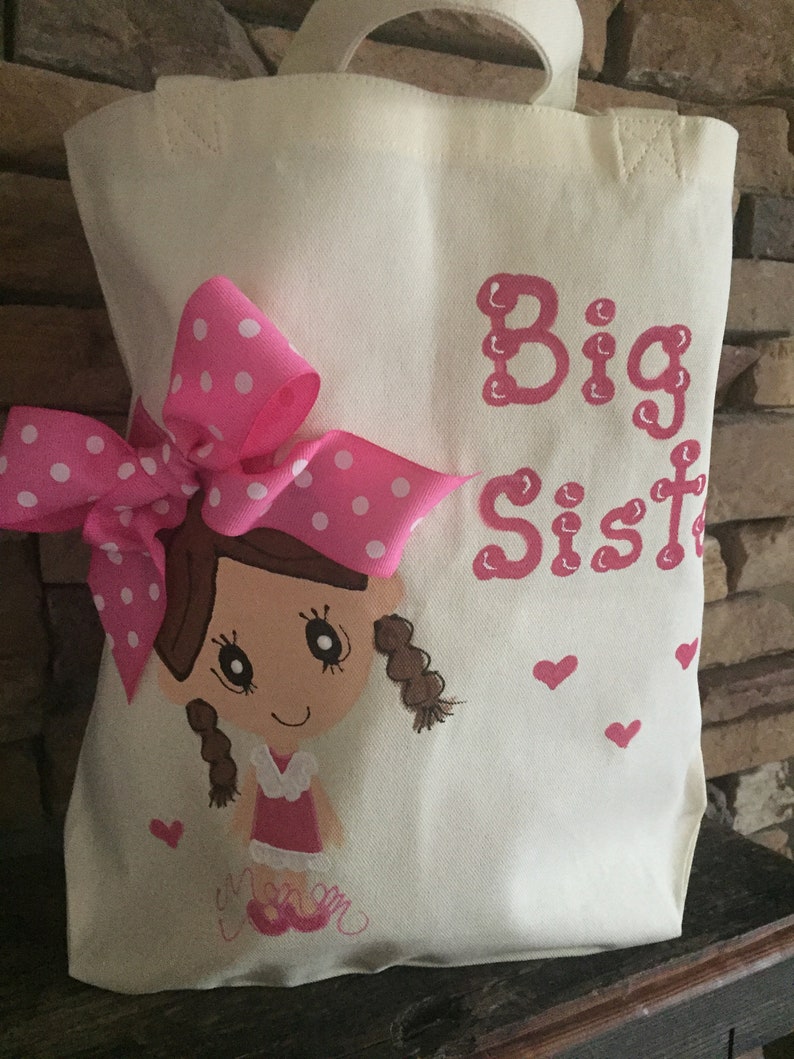Big Sister Personalized Tote Bag New Baby Sibling Gift Going Etsy