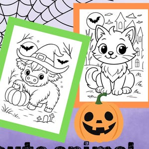 Halloween Coloring Book | Cute Animal Digital Download | Printable Halloween Activity for Kids | Trick or Treat Coloring Book I 20 pages