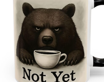Grumpy Bear Coffee Mug, Funny Animal Cup, Gift for Coffee Lovers
