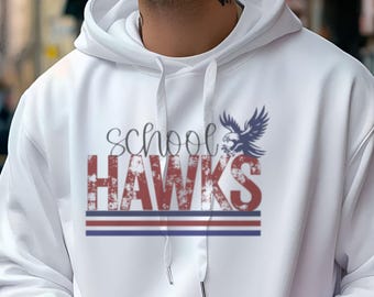 Personalisierbarer Falken Hoodie | Benutzerdefinierte Hawks Spirit Wear Sweatshirt | Hawks Mom Dad Spieler Fan | Schulteam Hoodie