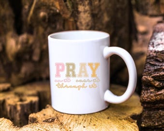 Taza de café "Ora por ello": Versículo bíblico cristiano, regalo inspirador
