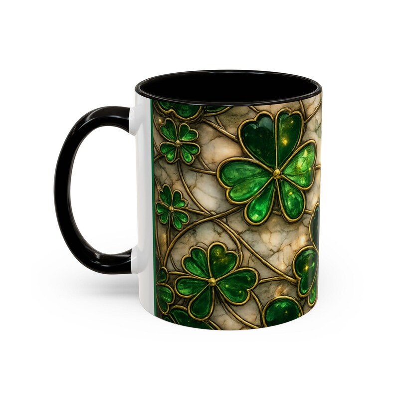 Stained Glass St. Patrick's Mug 11oz 15oz | Irish Shamrock Ceramic image 5