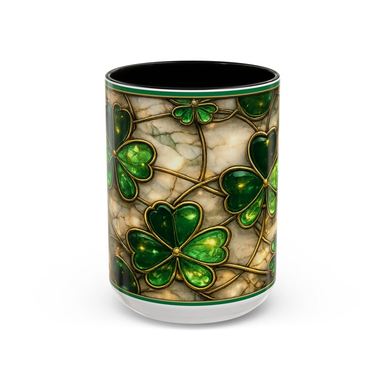 Stained Glass St. Patrick's Mug 11oz 15oz | Irish Shamrock Ceramic image 19