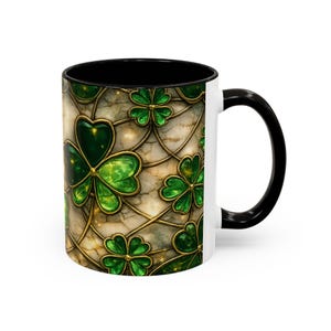 Stained Glass St. Patrick's Mug 11oz 15oz | Irish Shamrock Ceramic image 3