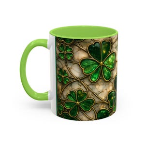 Stained Glass St. Patrick's Mug 11oz 15oz | Irish Shamrock Ceramic image 16