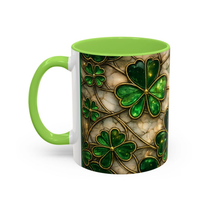 Stained Glass St. Patrick's Mug 11oz 15oz | Irish Shamrock Ceramic image 16