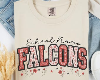 Personalizable Youth Falcons Spirit Shirt | Floral Falcon T-Shirt