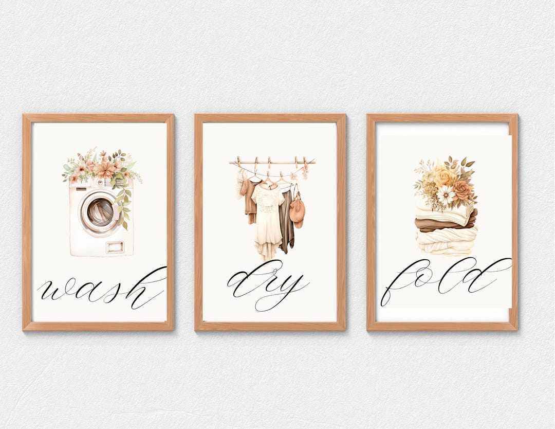 Watercolor Laundry Room Prints: Wash Dry Fold Art (digital Download) - Etsy