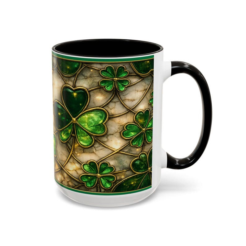 Stained Glass St. Patrick's Mug 11oz 15oz | Irish Shamrock Ceramic image 20