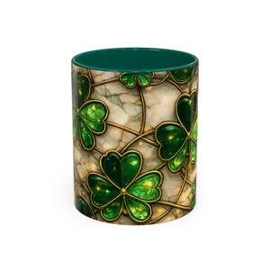 Stained Glass St. Patrick's Mug 11oz 15oz | Irish Shamrock Ceramic image 8