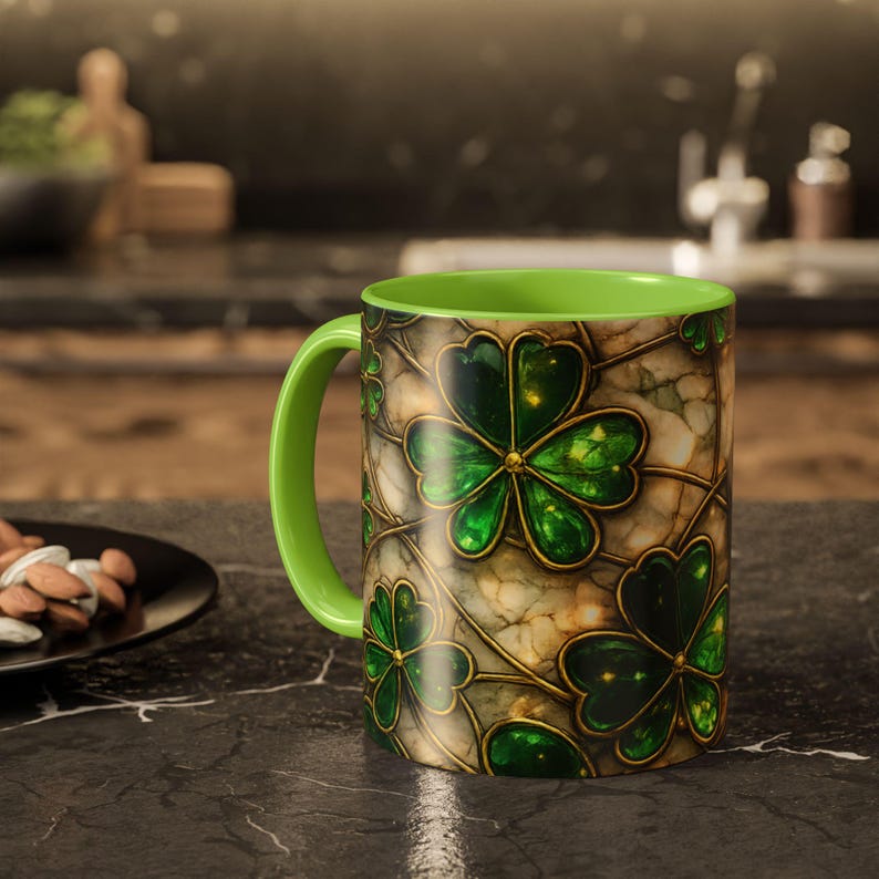 Stained Glass St. Patrick's Mug 11oz 15oz | Irish Shamrock Ceramic image 18