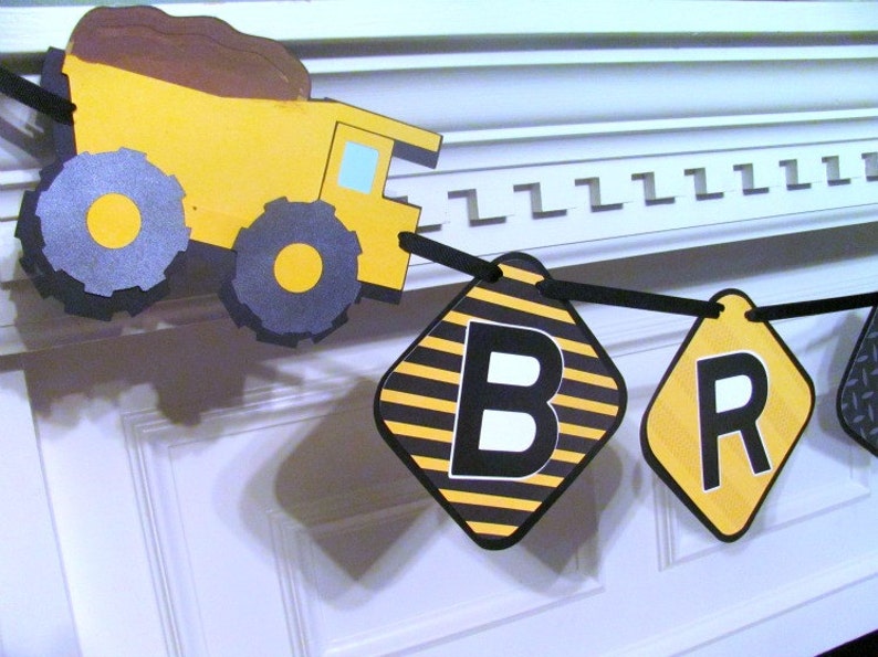Construction Zone Birthday Banner With Dump Truck Etsy