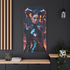 Surreal Cyber Fantasy Wall Art Canvas - Futuristic Woman in Dreamscape | Digital Sci-Fi Decor | Unique Horizontal Artwork in Multiple Sizes