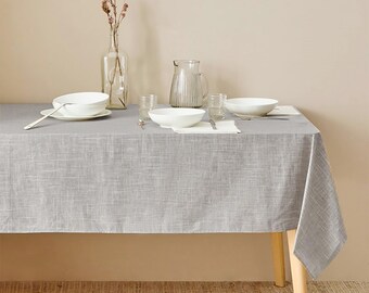 Stain & Water Resistant Coated French Table Cloth - Round, Square, Rectangle, Oval - Umbrella Hole Available - Custom Made in Ava Grey