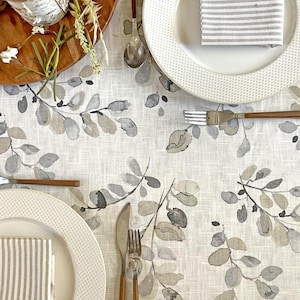 Coated French Tablecloth - Stain & Water Resistant - Round, Square, Rectangle, Oval - Umbrella Hole Available - Custom Made in Acacia Grey