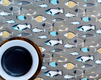 Coated French Tablecloth - Stain & Water Resistant - Round, Square, Rectangle, Oval - Umbrella Hole Available - Custom Made in Ocean Sand
