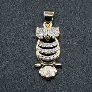 Gold Owl Pendant Necklace | CZ Crystal Owl Charm | Dainty Animal Jewelry for Women | Lucky Bird Pendant | Nature Lover Gift