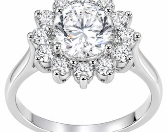 Bague halo élégante en zircone cubique | Superbe bague de fiançailles imitation diamant pour elle