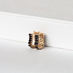 Eclipse Baguette Earrings | Black Baguette Earrings | 18K Gold Vermeil | Baguette Jewelry | Gifts For Her | Drop Earrings