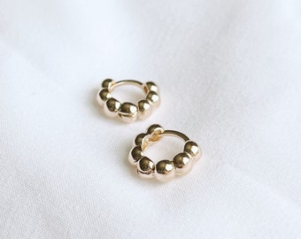 Orbit Gold Filled Ball Huggie Earrings | 18K Gold Filled Earrings | Tiny Gold Huggies | Gifts For Her | Minimalist Jewelry