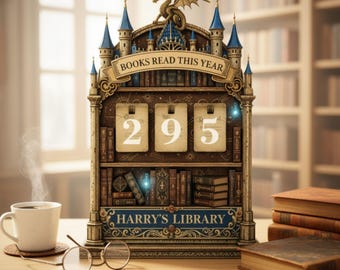 Reading Tracker for Book Lovers, Wooden Books Read This Year Counter, Personalized Book Gift, Vintage Library Bookshelf Decor