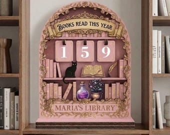 Personalized Book Read Tracker Sign, Customized Books Read This Year Counter, Reading Tracker, Library Bookshelf Decor, Wooden Book Counter